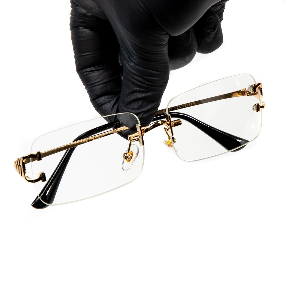 Rimless Gold Frame Elegant Hip Hop Square Men's Clear Lens Glasses